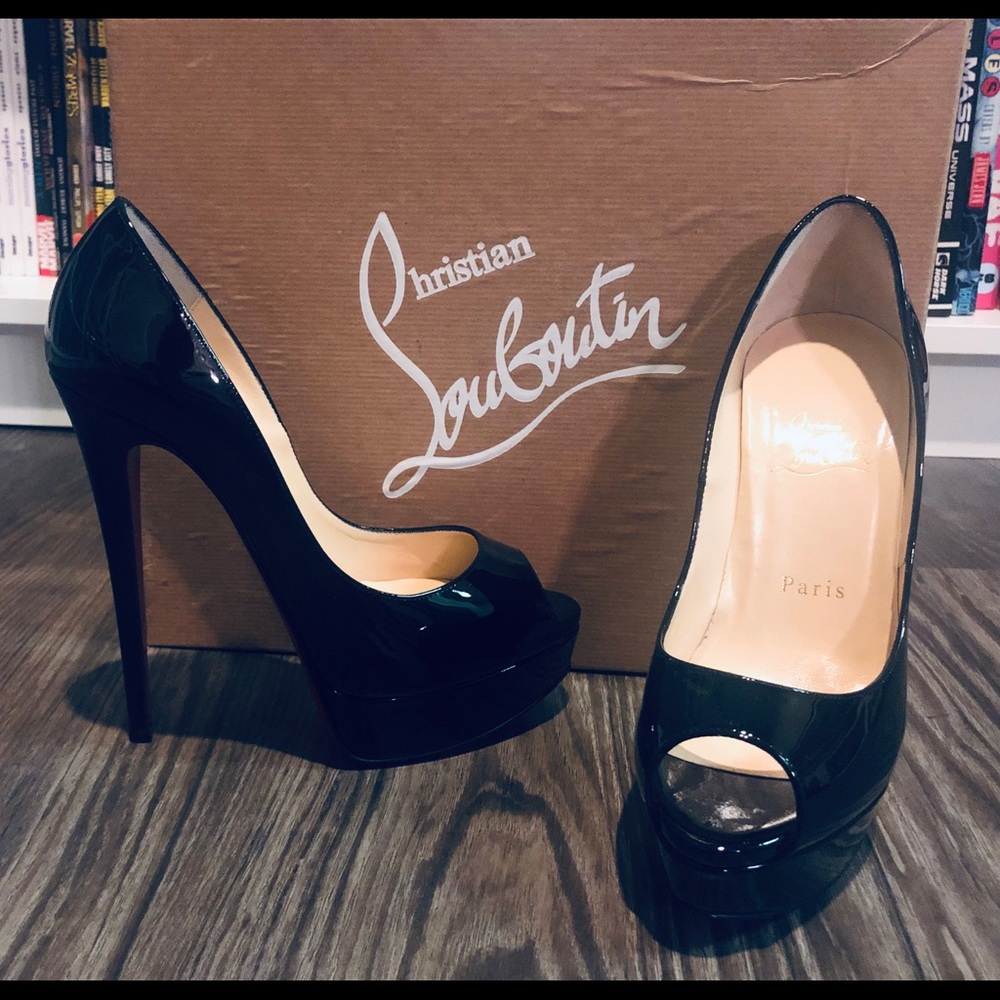 Christian Louboutin Black Patent LadyPeep Platform